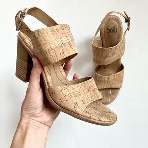 Sofft Pierz Cork Heels Sz 10 Comfort Sandals